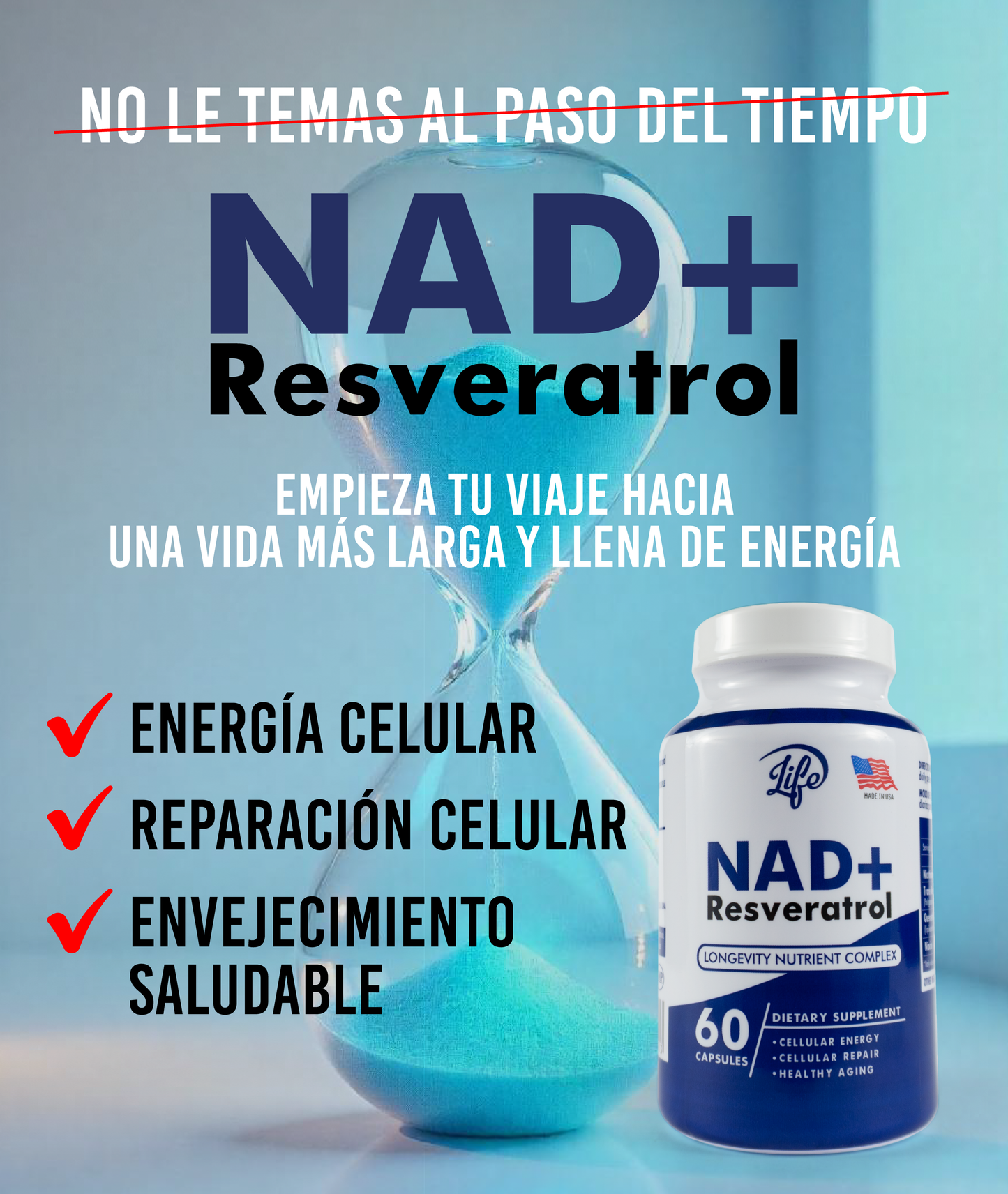 NAD+ RESVERATROL - 60 CAPSULAS